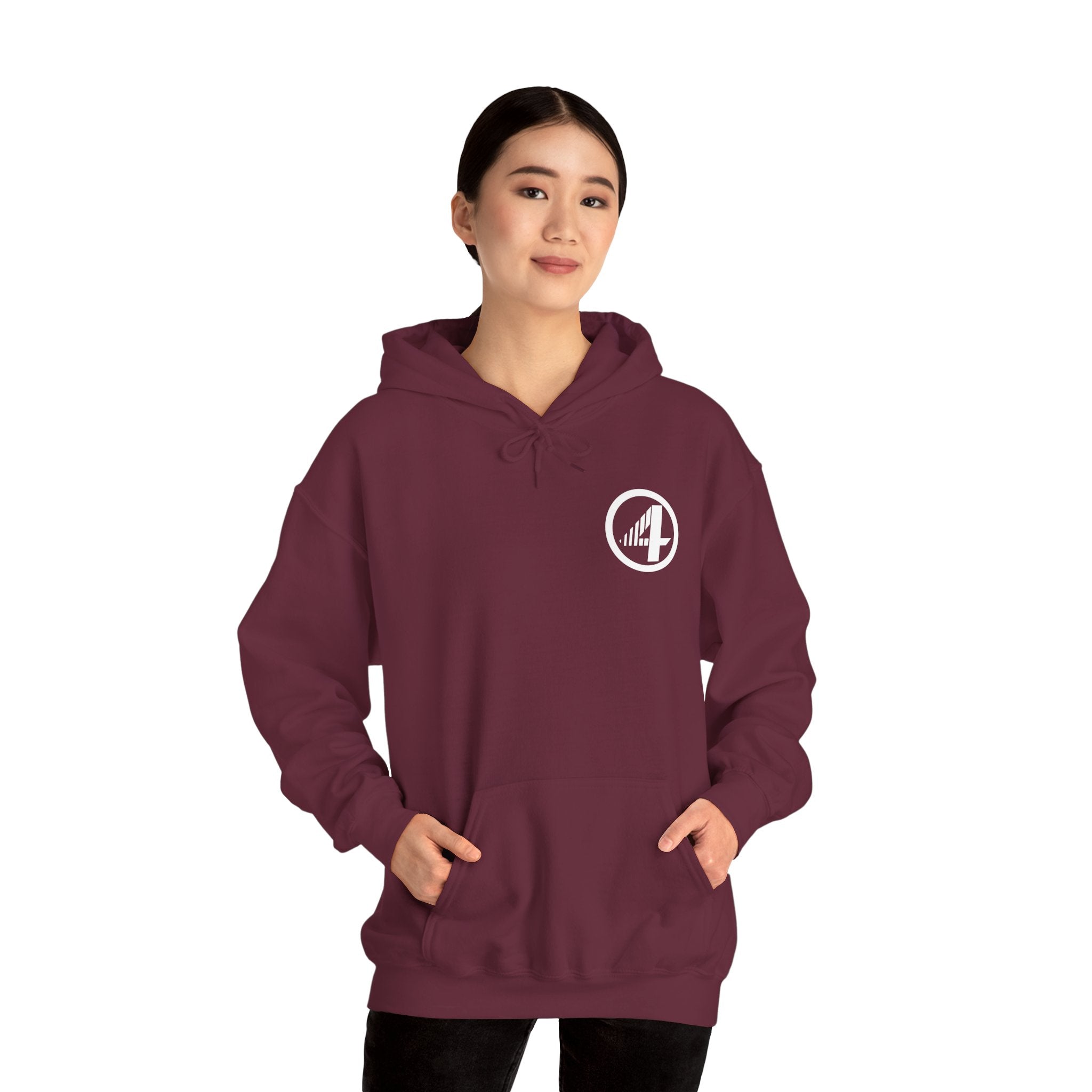 Fantastic Four Retro Logo Hoodie — Minimalist Vintage Comic Pullover