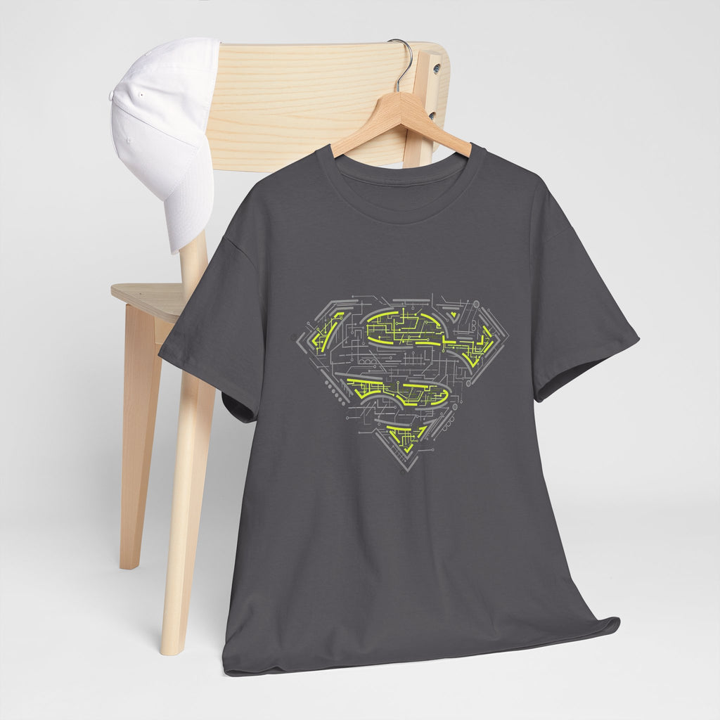 Superman Tech Shield T-Shirt — Futuristic Man of Steel Fanart Logo Tee