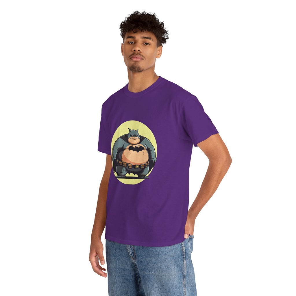 Funny Chubby Bat Hero T‑Shirt — Cute Fat Batman Parody Tee