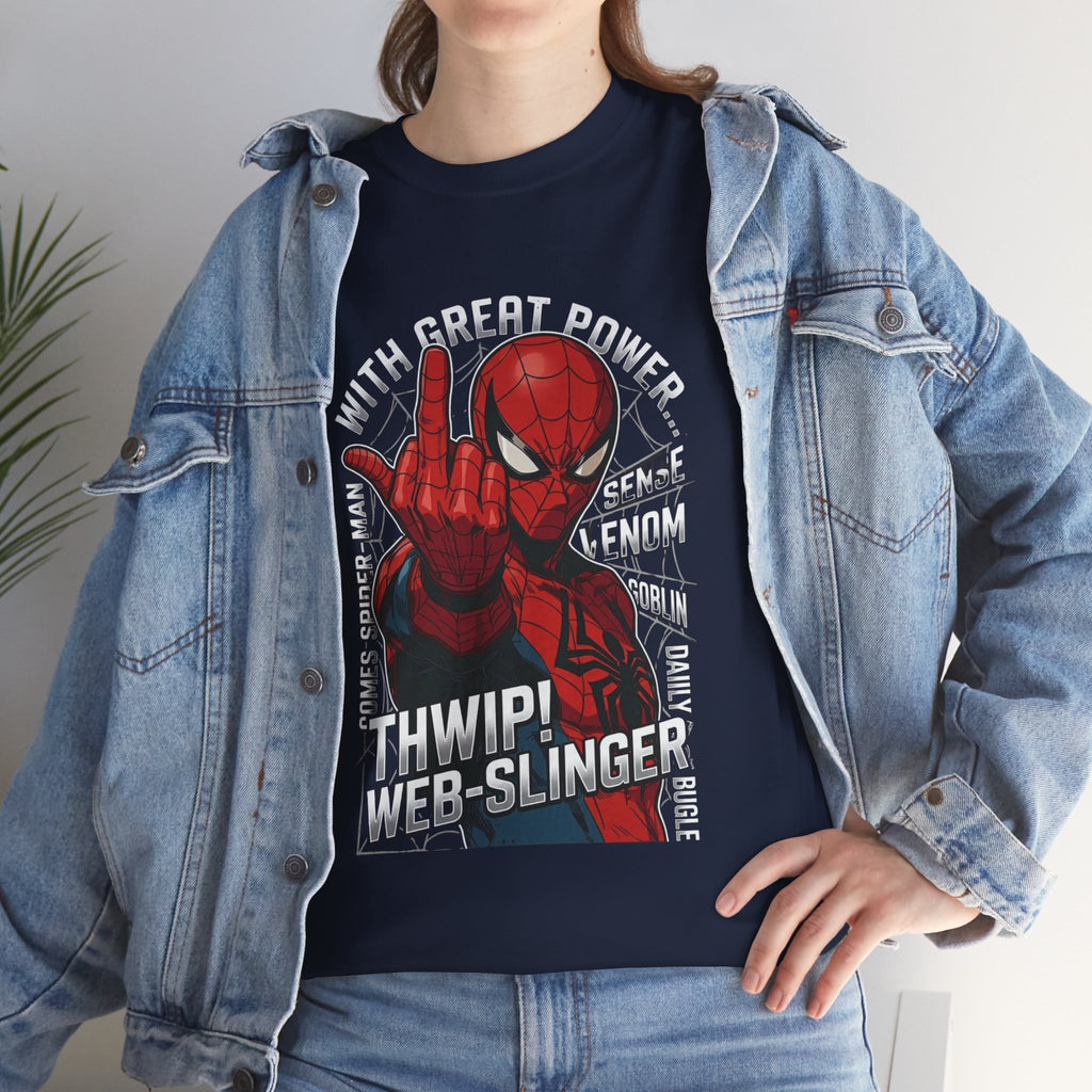 Marvel Spider-Man 'Gives the Finger' Comic Tee — Web-Slinger Graphic T-Shirt
