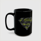 DC Superman Cyborg Logo Coffee Mug — Neon Tech Superman Shield Coffee Cup (11oz/15oz)