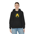 Aquaman Shield Hoodie — Retro Green & Gold Emblem Pullover