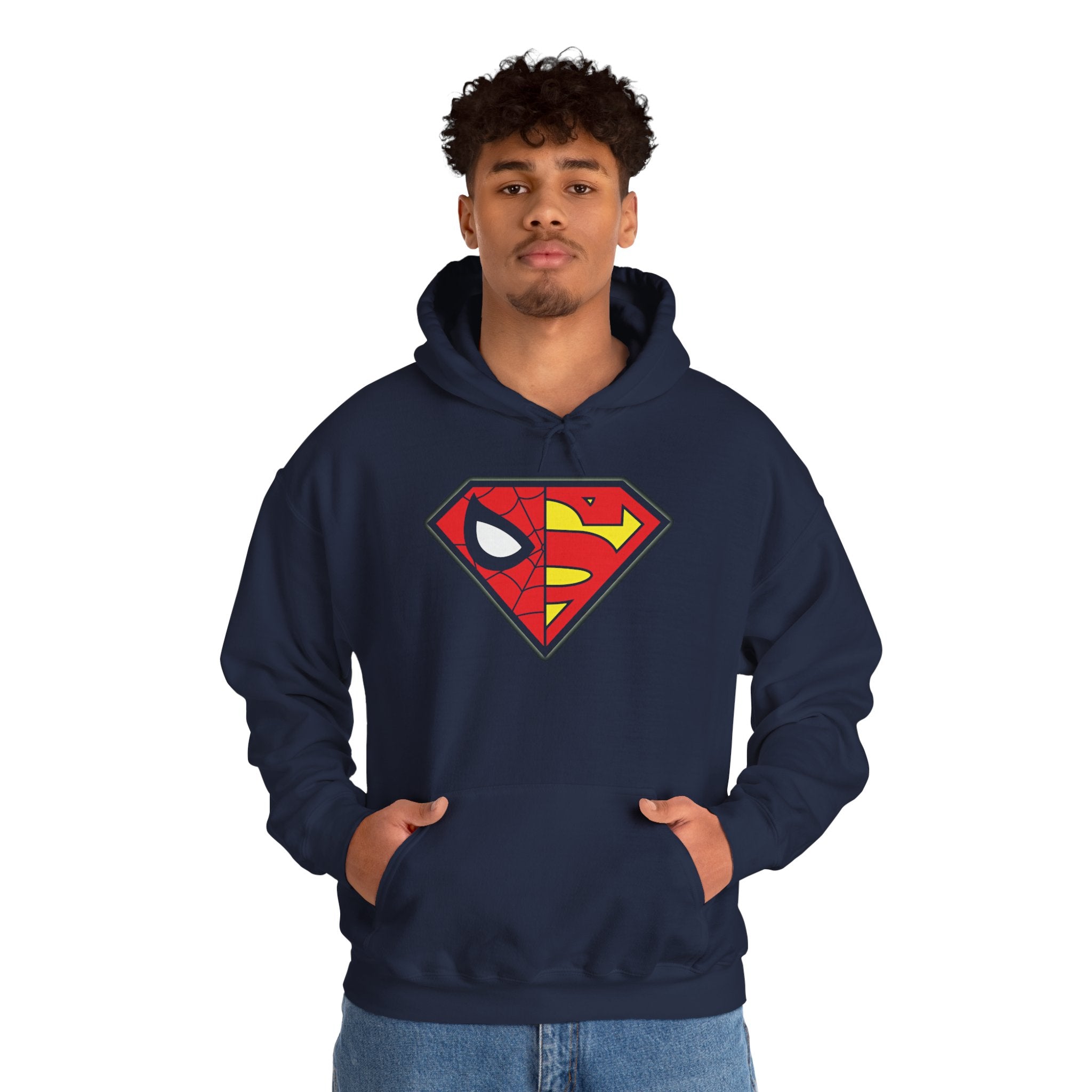 Spider-Man x Superman Logo Hoodie — Superhero Mashup Pullover
