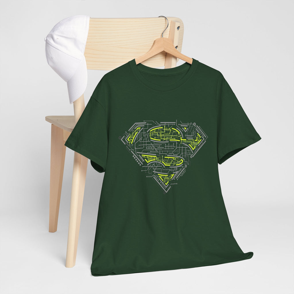 Superman Tech Shield T-Shirt — Futuristic Man of Steel Fanart Logo Tee