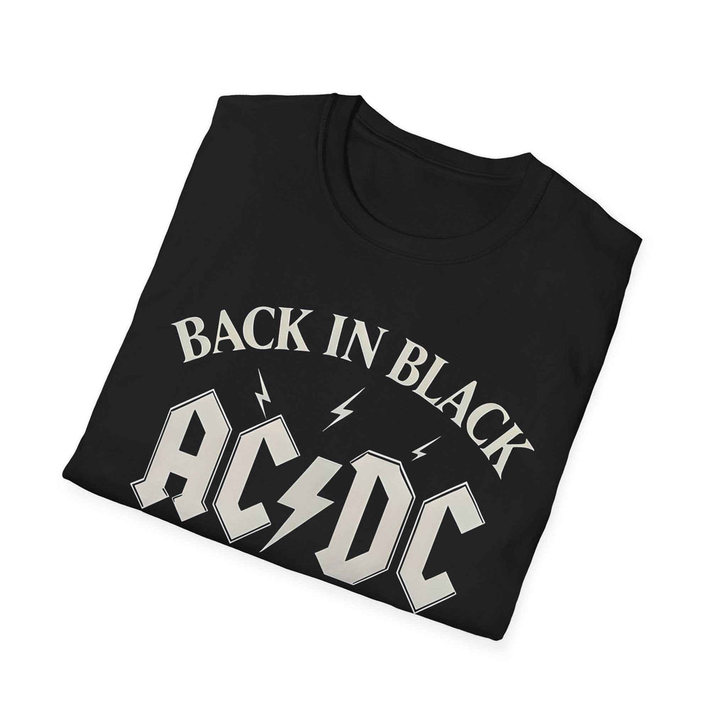 AC/DC Back in Black Unisex Softstyle T-Shirt - Rock Music Tee, Concert Shirt, Vintage Style, Music Lover Gift, Casual Wear