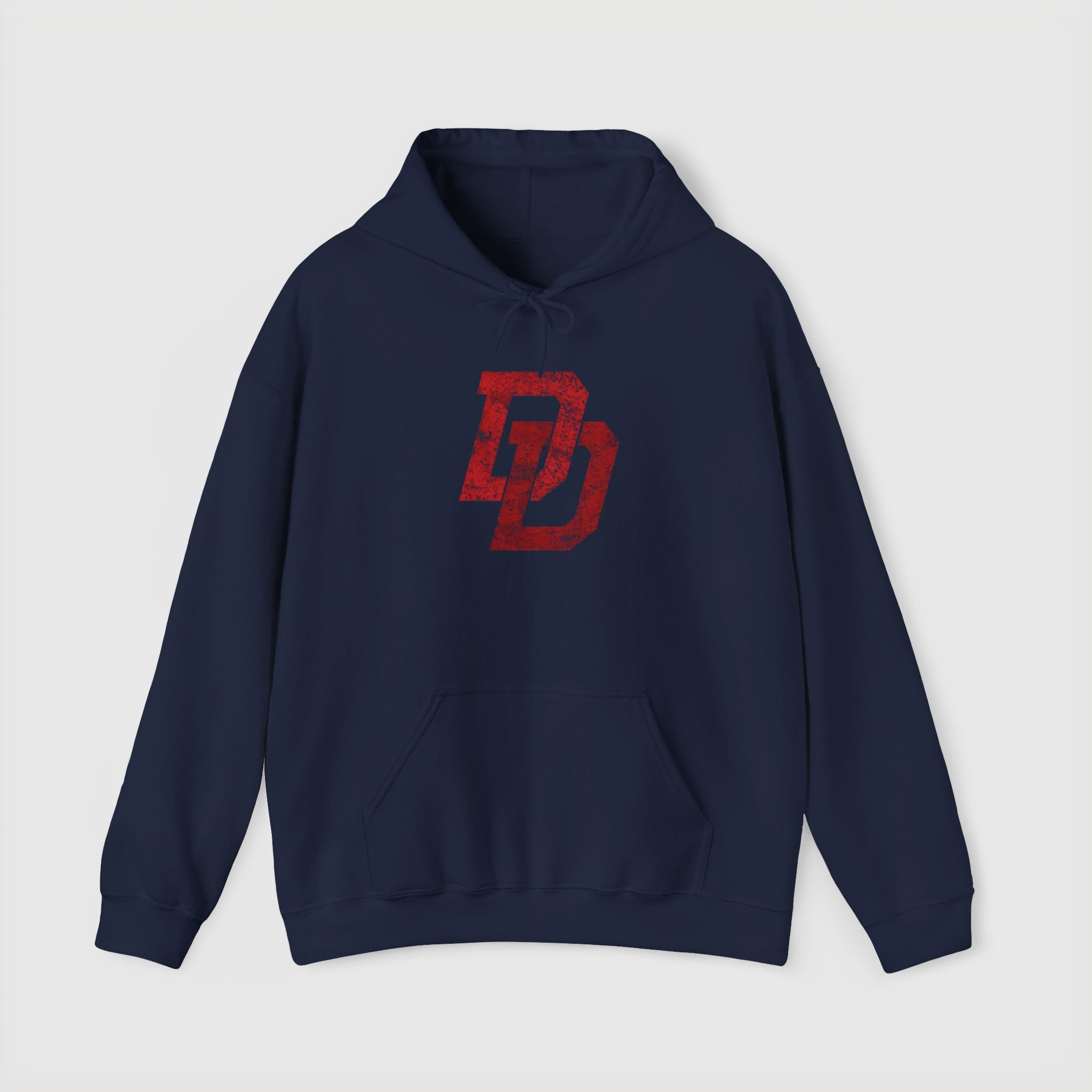Daredevil Distressed DD Logo Hoodie — Marvel Superhero Sweatshirt
