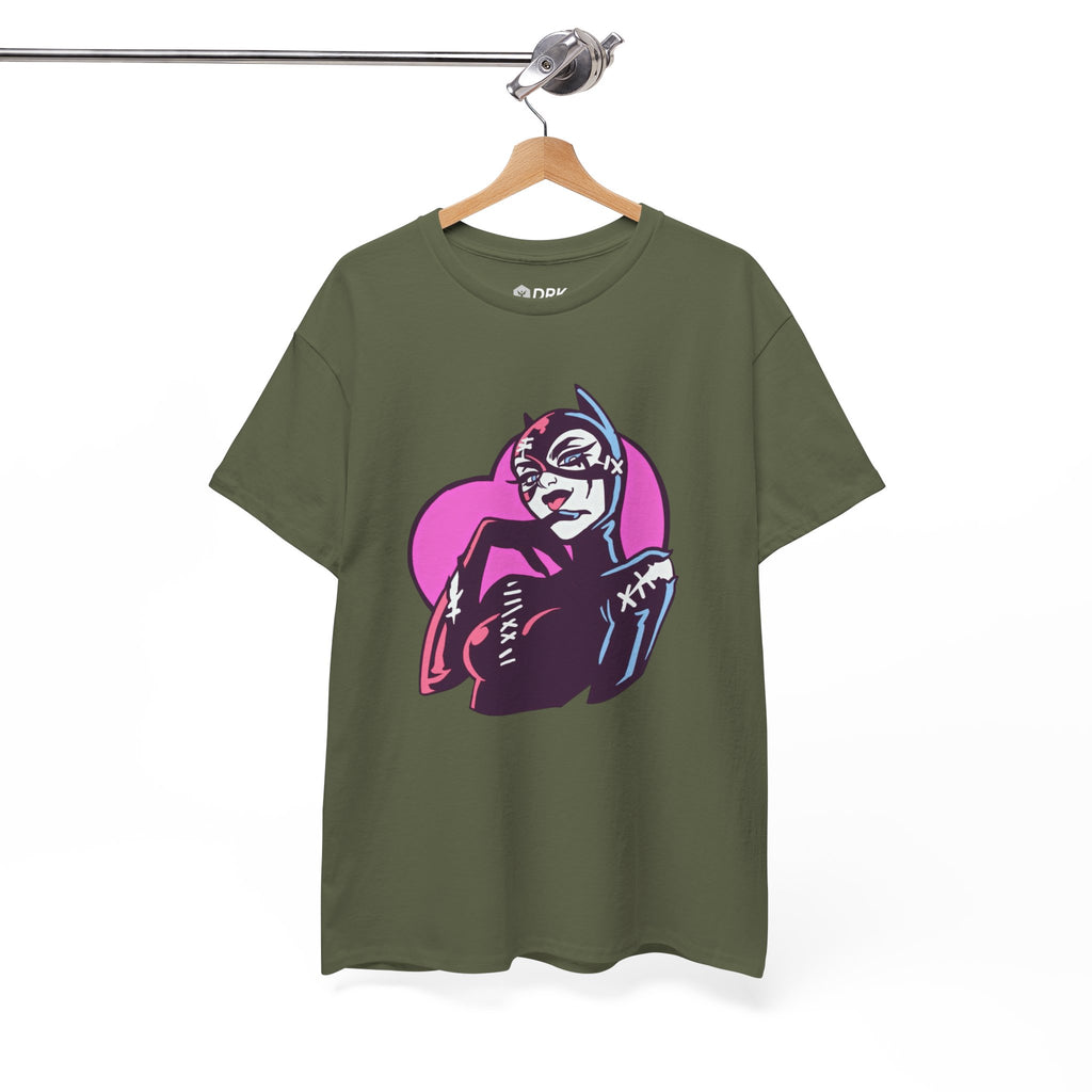 Catwoman Neon Heart Retro Comic T-Shirt — Catwoman Anti-Hero Tee