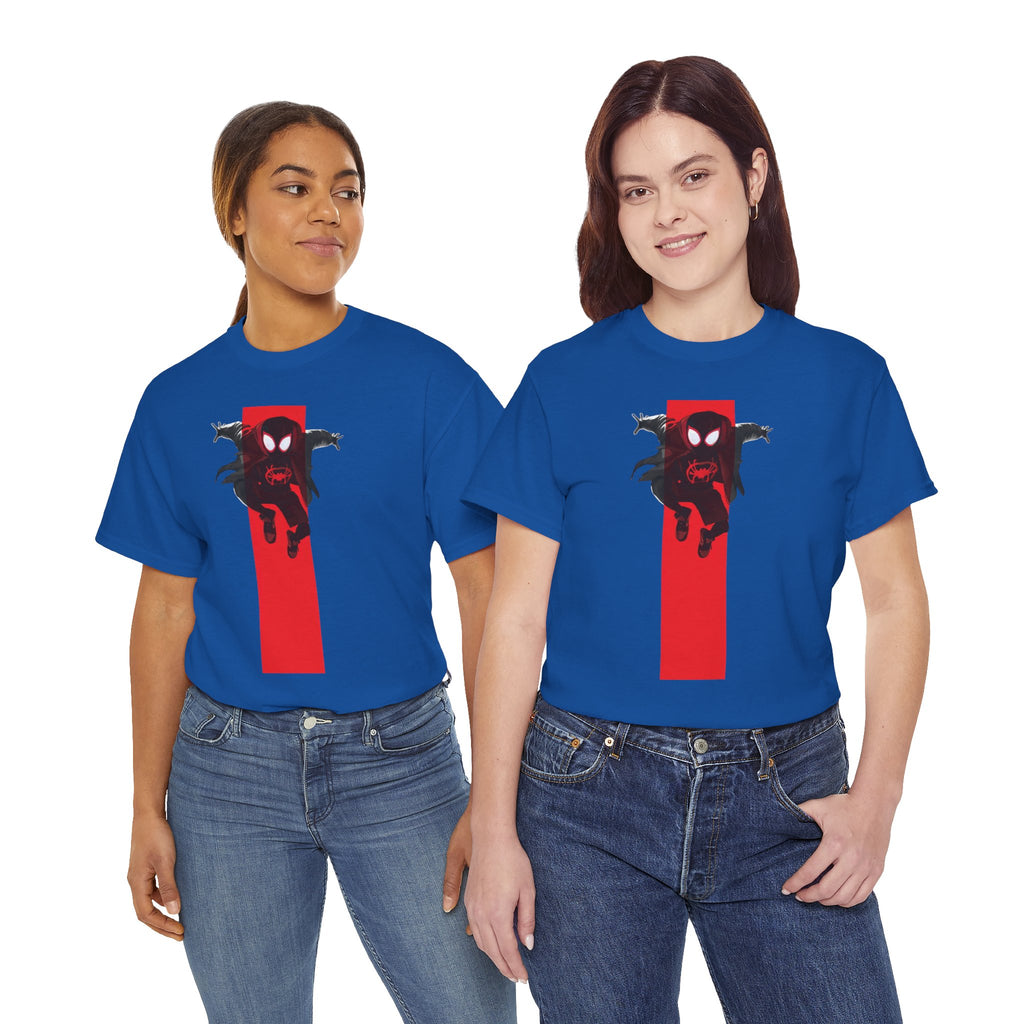 Marvel Miles Morales Spider-Man T-Shirt – Red Vertical Stripe Design | Premium Superhero Tee for Fans