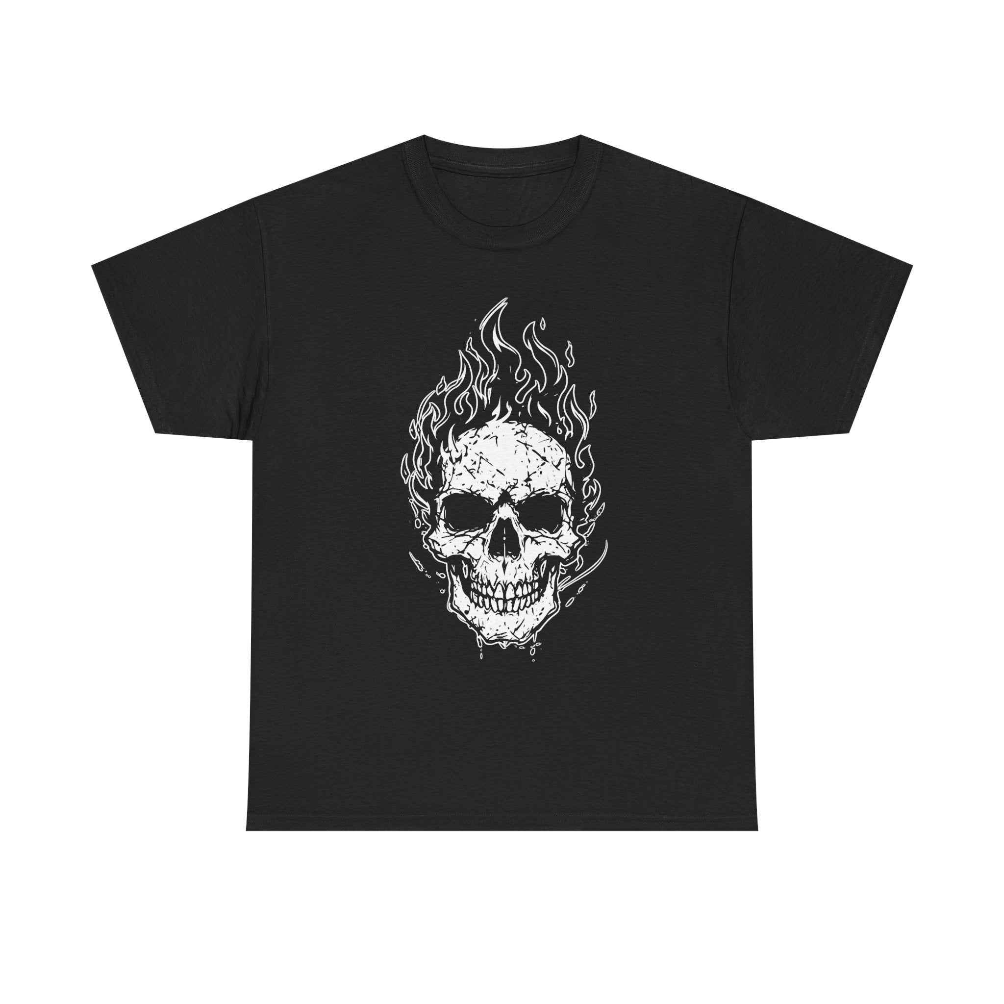 Flaming Skull Graphic Tee - Unisex Cotton T-Shirt, Alternative Fashion, Halloween Costume, Edgy Apparel, Gift for Him/Her