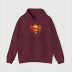 Dripping Superman Emblem Hoodie — Retro Grunge Bleeding Superman Pullover