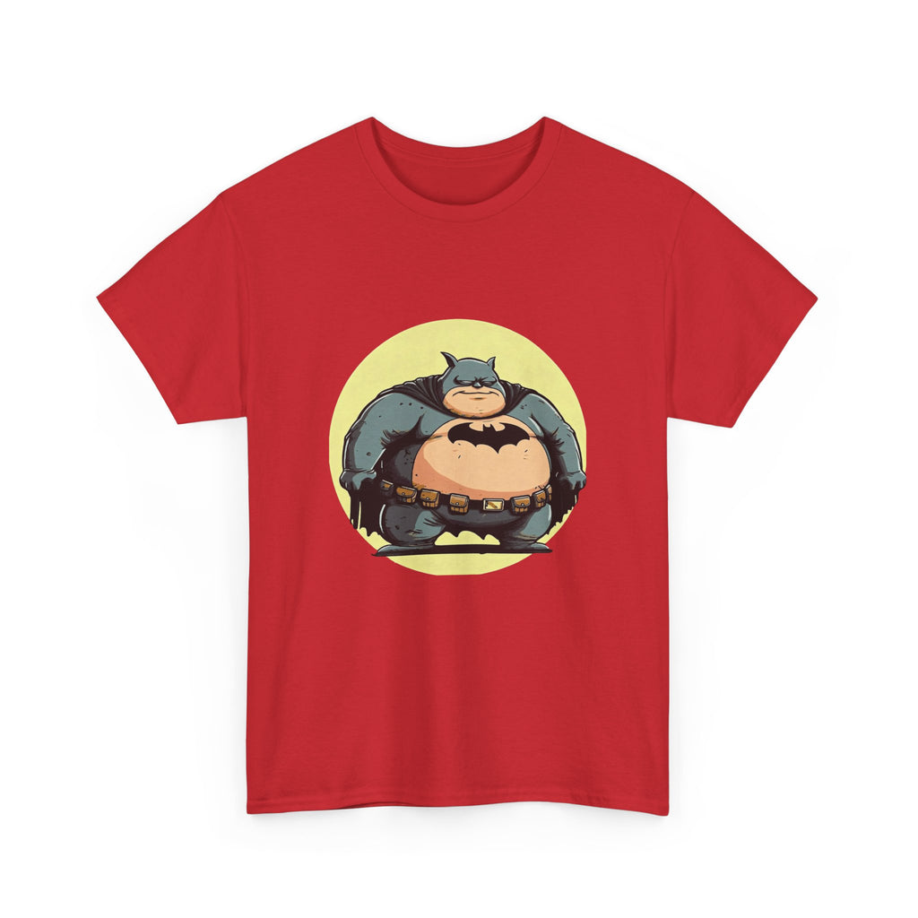 Funny Chubby Bat Hero T‑Shirt — Cute Fat Batman Parody Tee