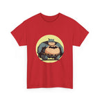 Funny Chubby Bat Hero T‑Shirt — Cute Fat Batman Parody Tee