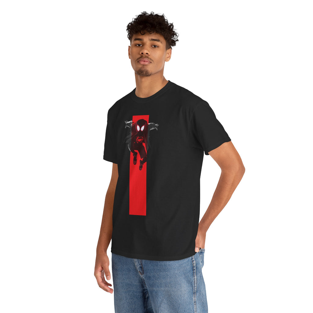 Marvel Miles Morales Spider-Man T-Shirt – Red Vertical Stripe Design | Premium Superhero Tee for Fans