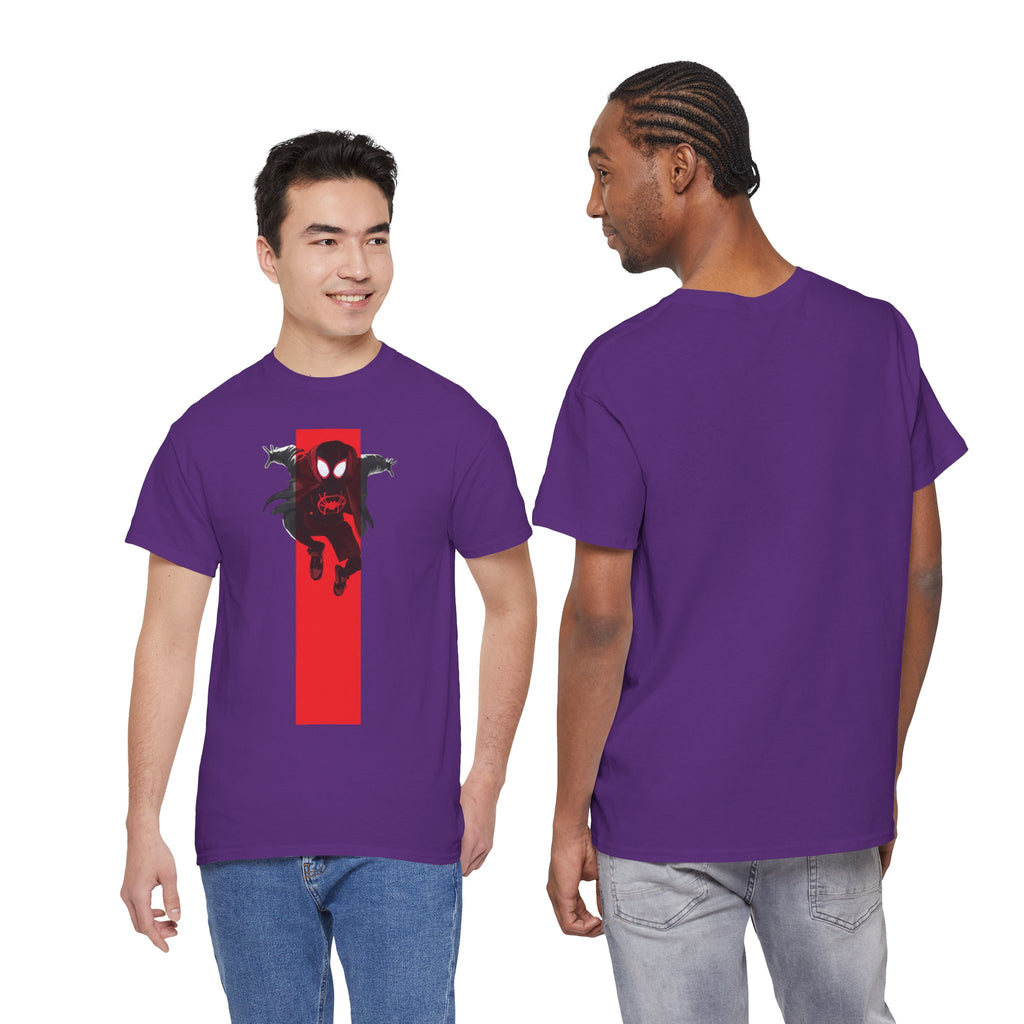Marvel Miles Morales Spider-Man T-Shirt – Red Vertical Stripe Design | Premium Superhero Tee for Fans