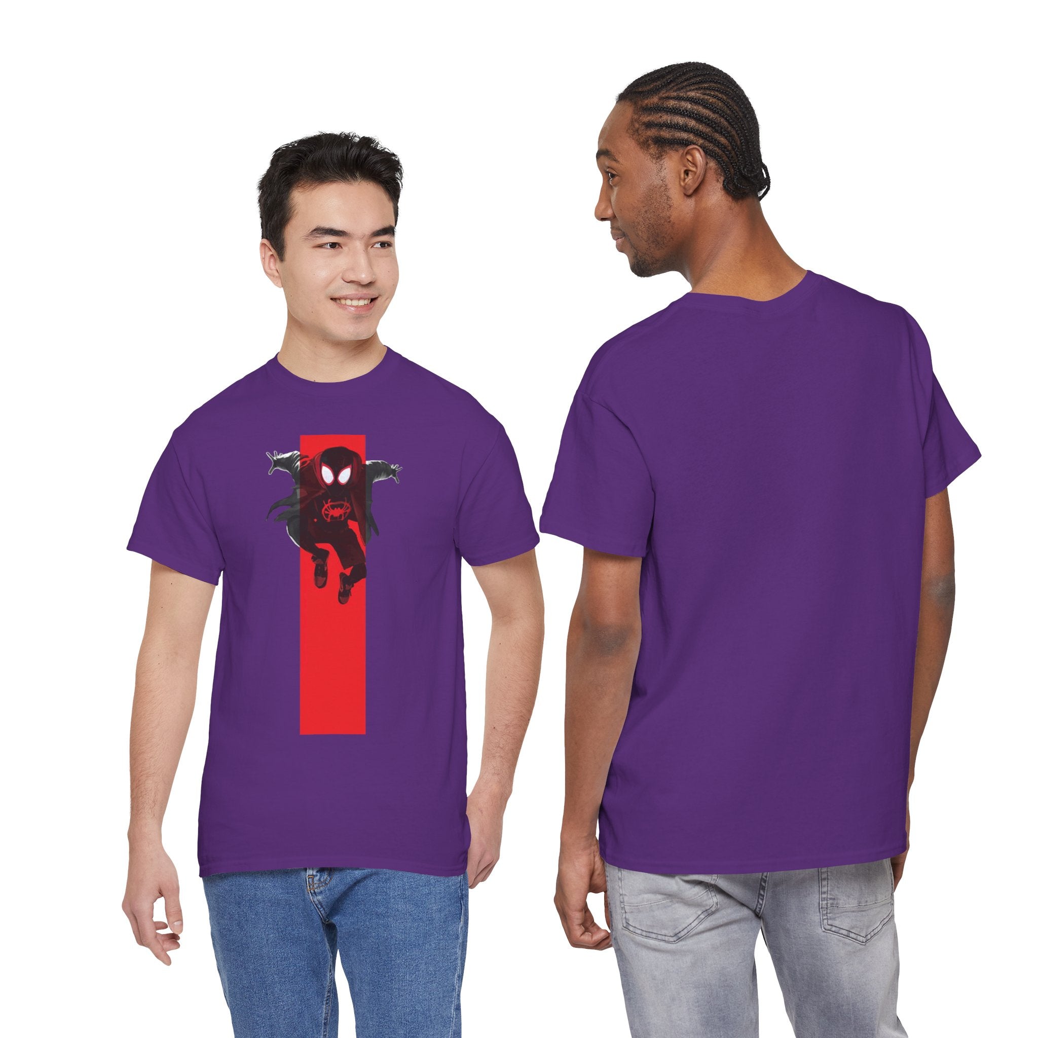 Marvel Miles Morales Spider-Man T-Shirt – Red Vertical Stripe Design | Premium Superhero Tee for Fans