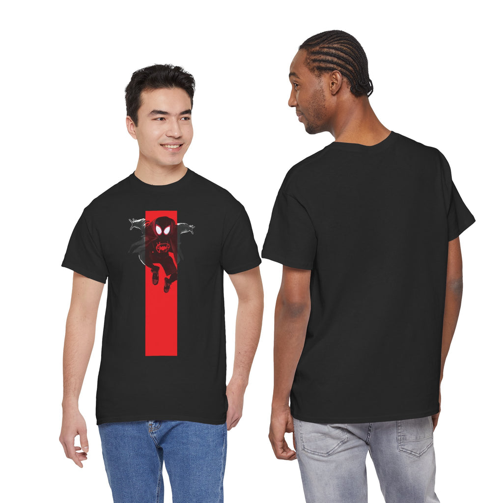 Marvel Miles Morales Spider-Man T-Shirt – Red Vertical Stripe Design | Premium Superhero Tee for Fans