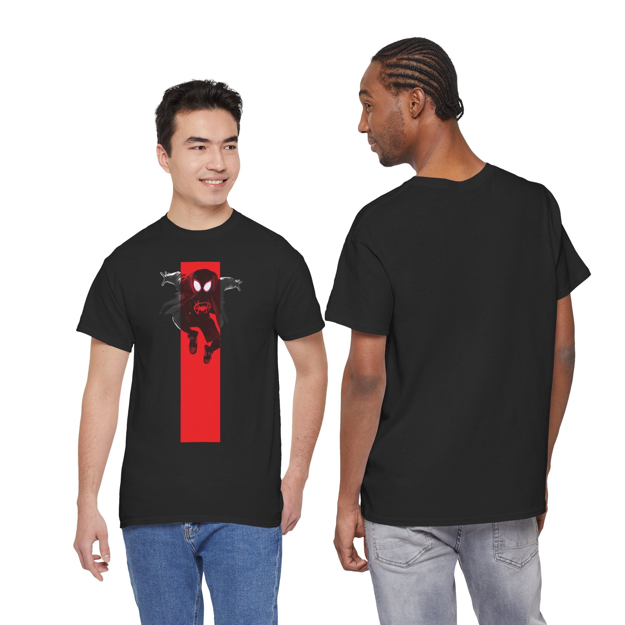 Marvel Miles Morales Spider-Man T-Shirt – Red Vertical Stripe Design | Premium Superhero Tee for Fans