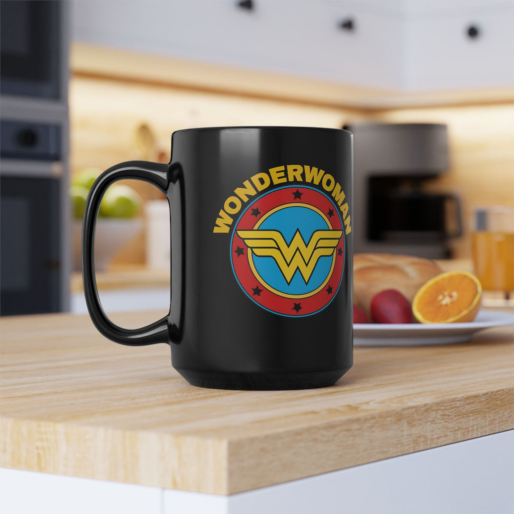 Wonder Woman Vintage Logo Coffee Mug - Retro DC Justice League Ceramic Cup - 11oz & 15oz