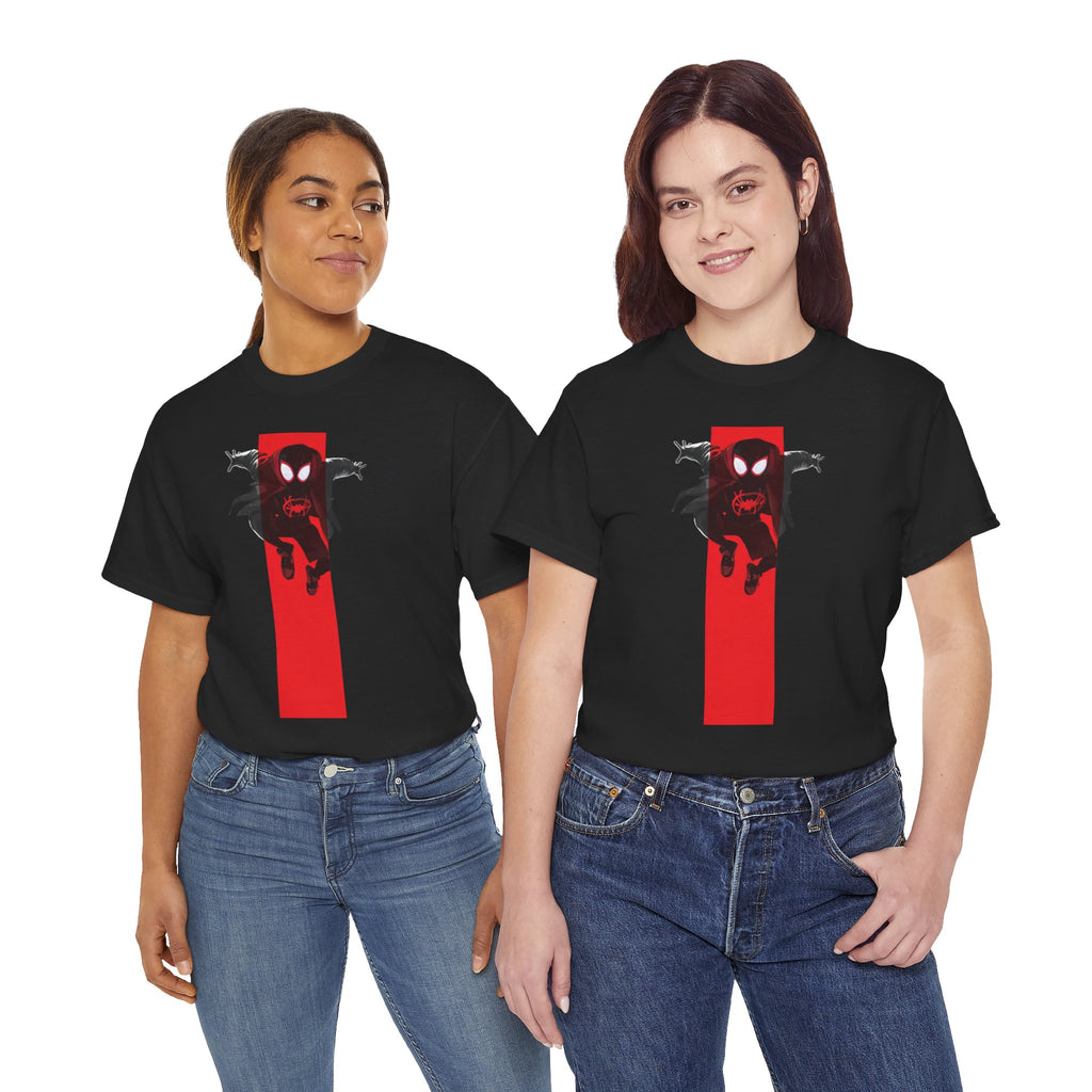 Marvel Miles Morales Spider-Man T-Shirt – Red Vertical Stripe Design | Premium Superhero Tee for Fans