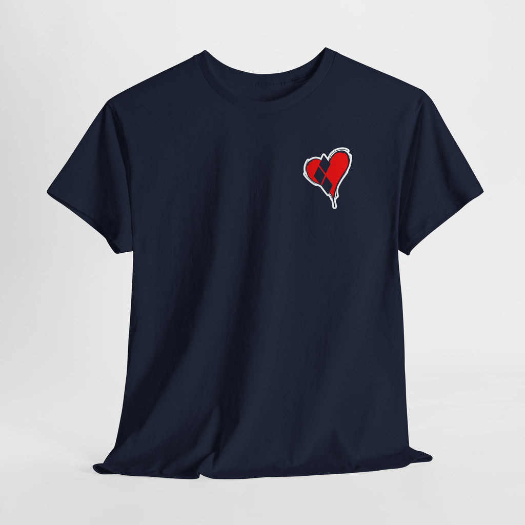 Harlequin Heart Tee — Joker-Inspired Playing Card Graphic T-Shirt