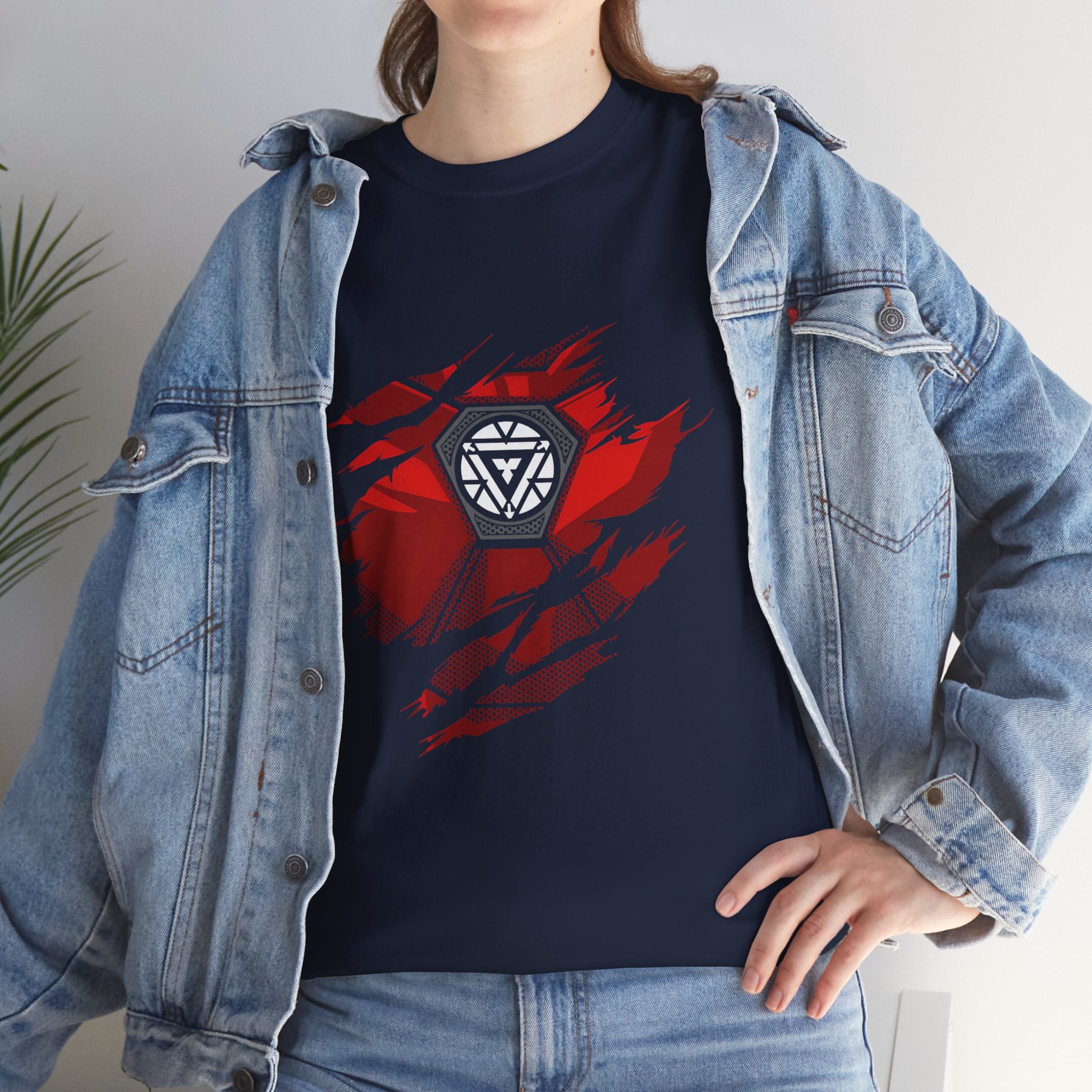 Iron Man Reactor Ripped Chest Graphic Tee — Toni Stark 2026 Tee