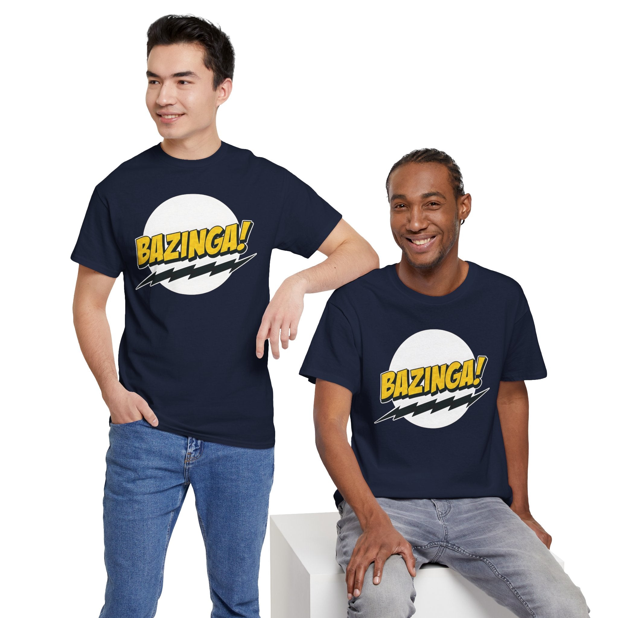 Flash Parody: A fan tribute Unisex T-shirt - DC Flash logo with Sheldon's catchphrase "Bazinga!"