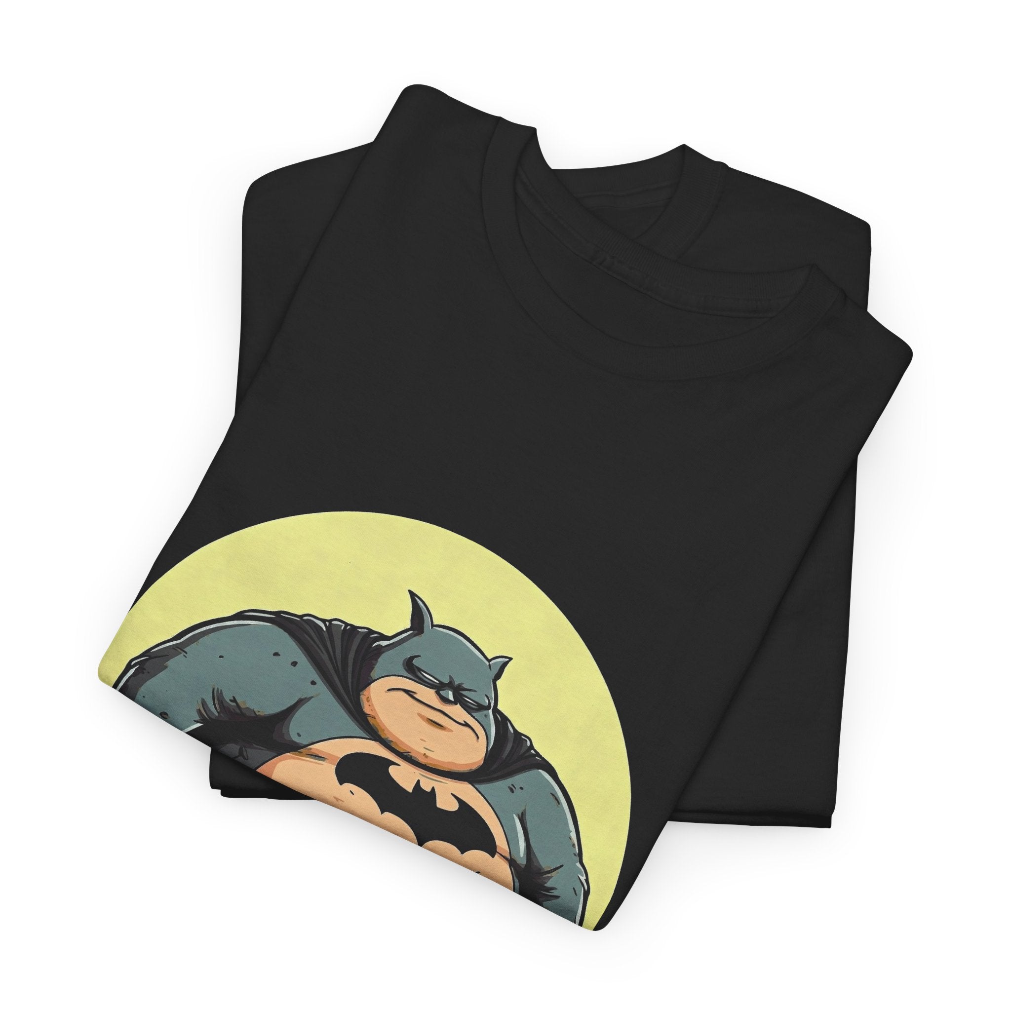 Funny Chubby Bat Hero T‑Shirt — Cute Fat Batman Parody Tee