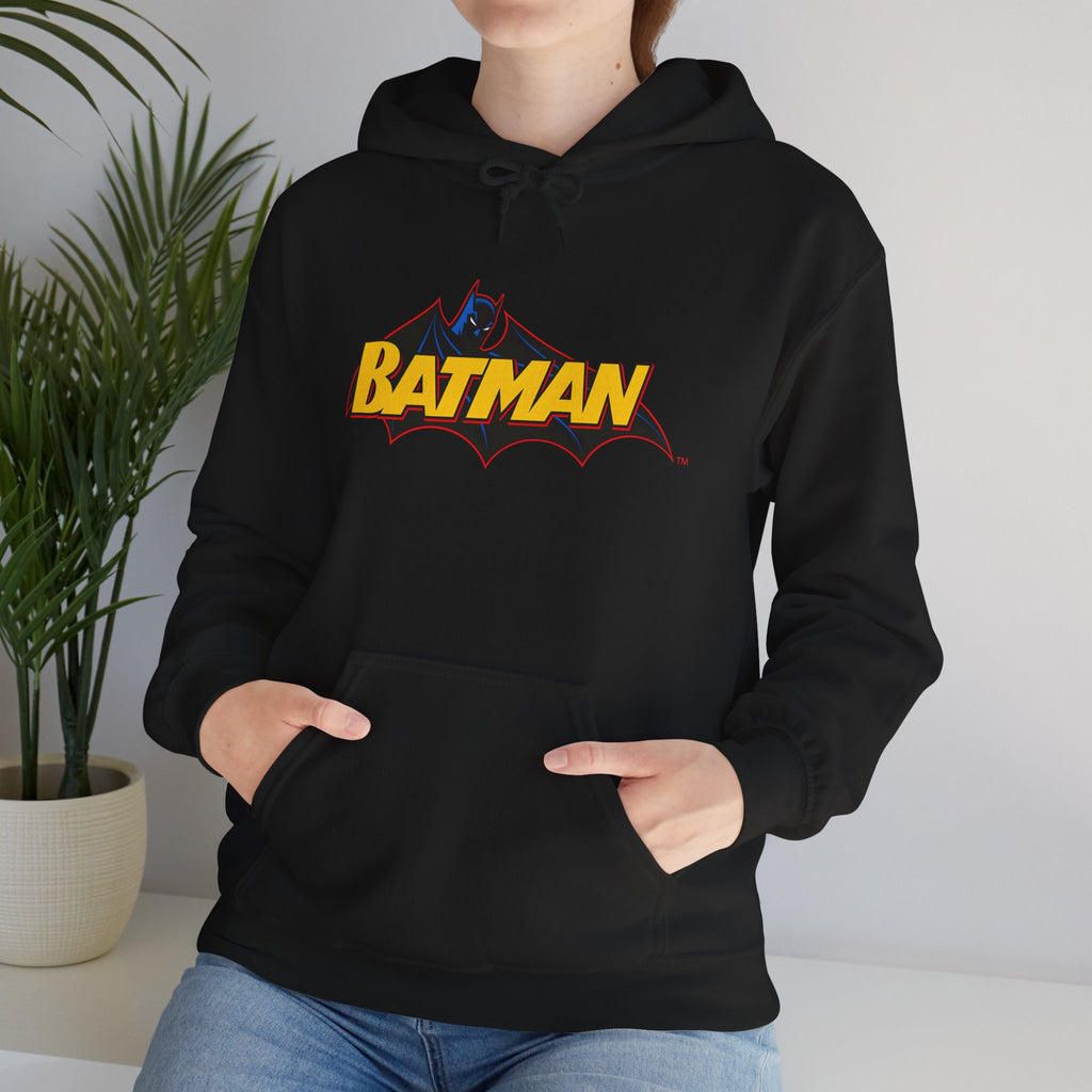 Batman DC Comics Inspired Logo Hoodie — Retro Bold Graphic Batman Sweatshirt
