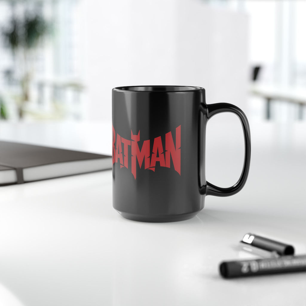 Batman Movie 2022 Red Logo Black Mug — 11oz & 15oz Ceramic Coffee Cup