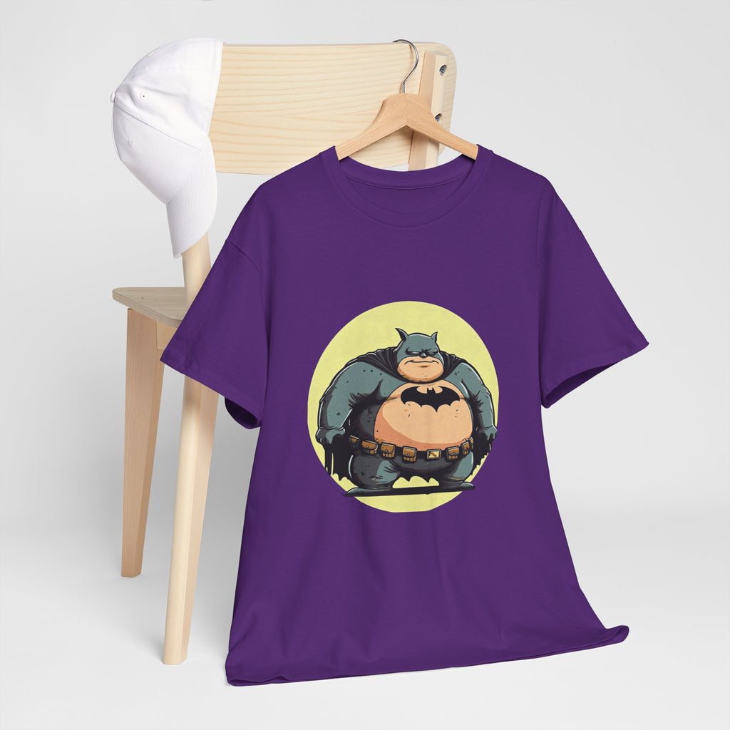 Funny Chubby Bat Hero T‑Shirt — Cute Fat Batman Parody Tee