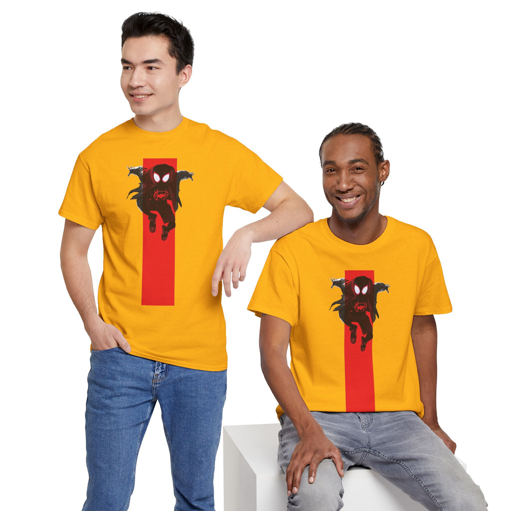 Marvel Miles Morales Spider-Man T-Shirt – Red Vertical Stripe Design | Premium Superhero Tee for Fans