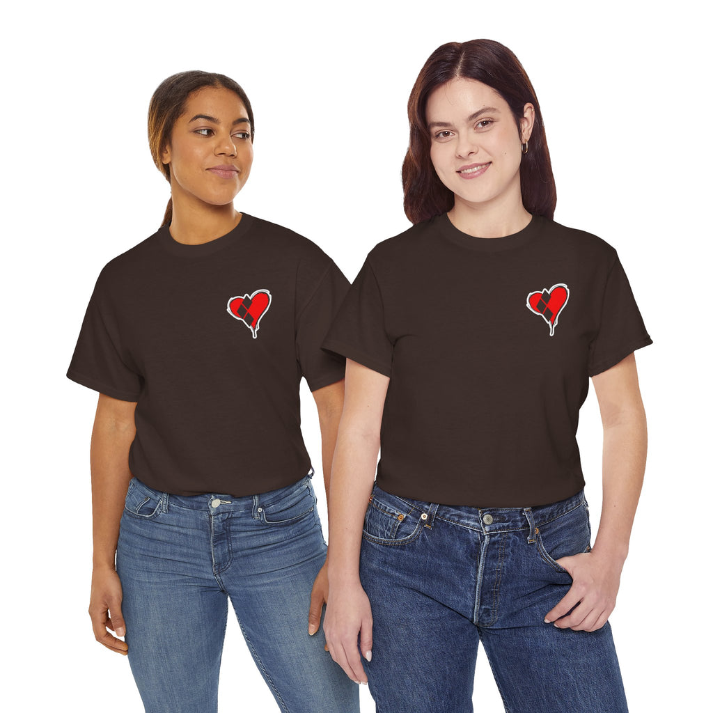 Harlequin Heart Tee — Joker-Inspired Playing Card Graphic T-Shirt
