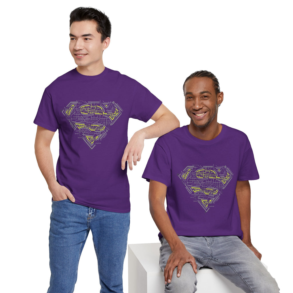 Superman Tech Shield T-Shirt — Futuristic Man of Steel Fanart Logo Tee