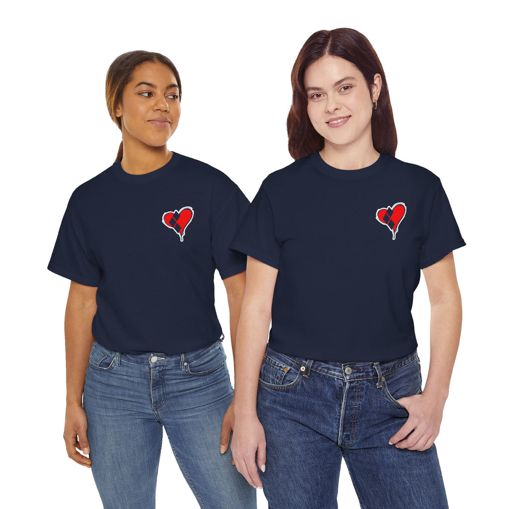 Harlequin Heart Tee — Joker-Inspired Playing Card Graphic T-Shirt