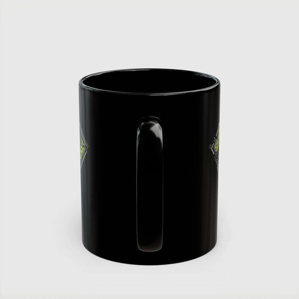 DC Superman Cyborg Logo Coffee Mug — Neon Tech Superman Shield Coffee Cup (11oz/15oz)