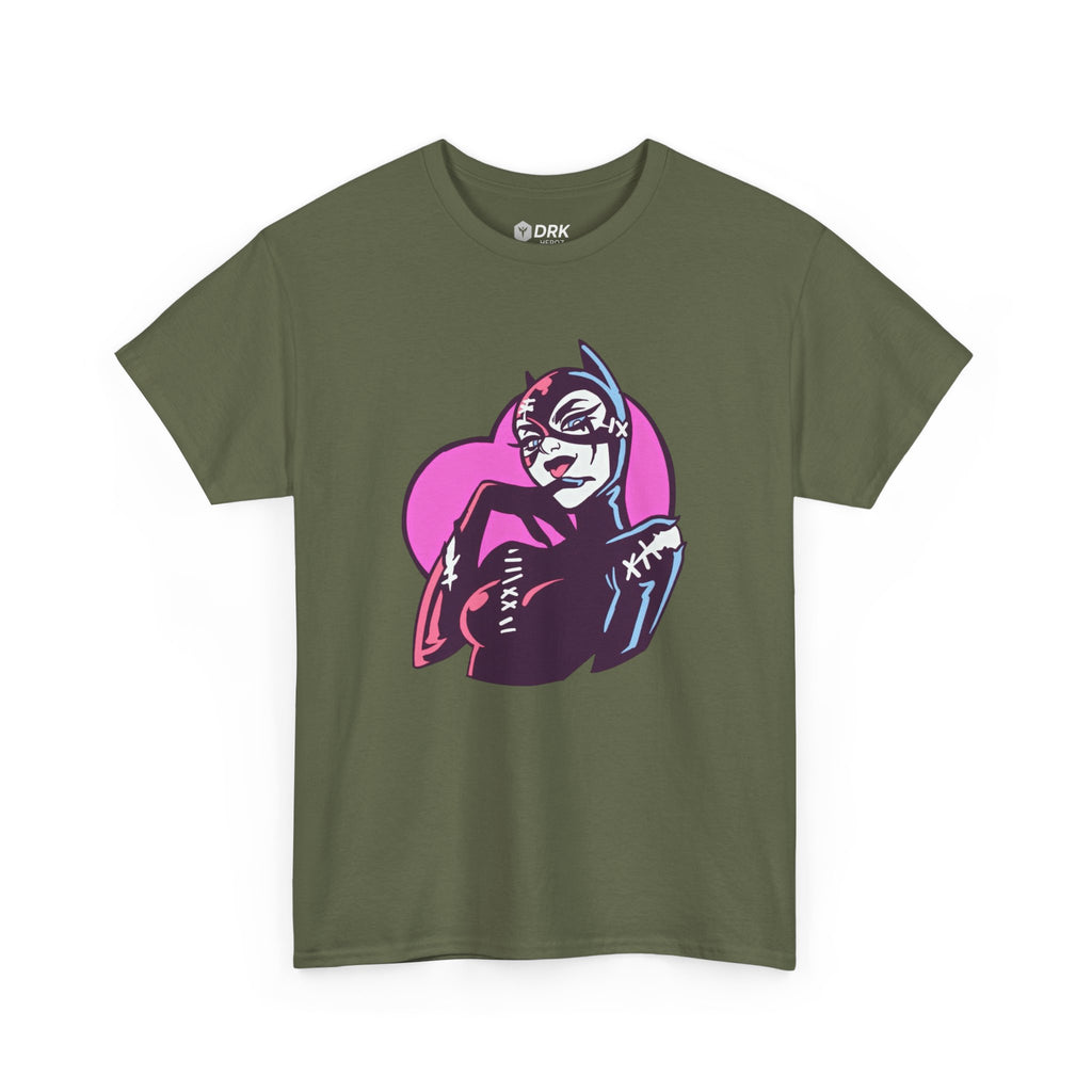 Catwoman Neon Heart Retro Comic T-Shirt — Catwoman Anti-Hero Tee