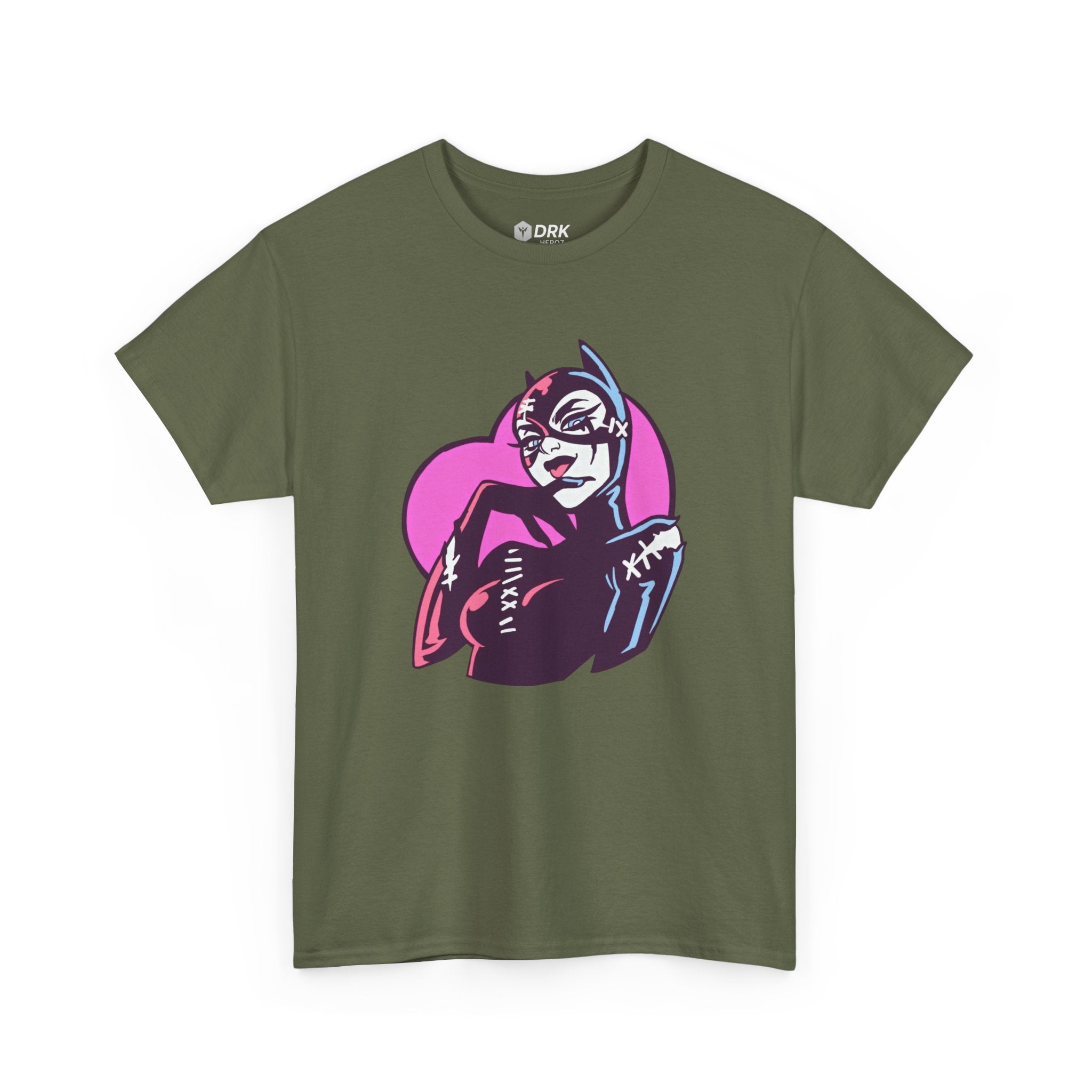 Catwoman Neon Heart Retro Comic T-Shirt — Catwoman Anti-Hero Tee