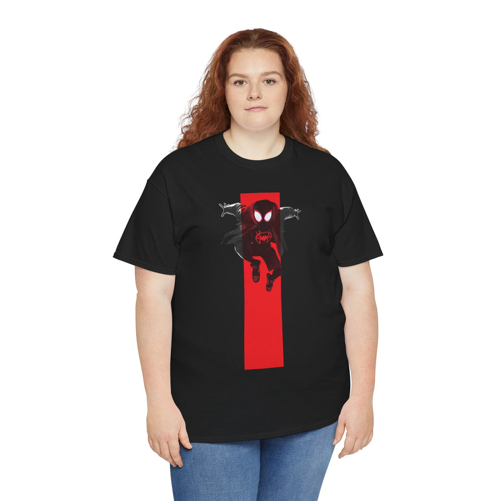 Marvel Miles Morales Spider-Man T-Shirt – Red Vertical Stripe Design | Premium Superhero Tee for Fans