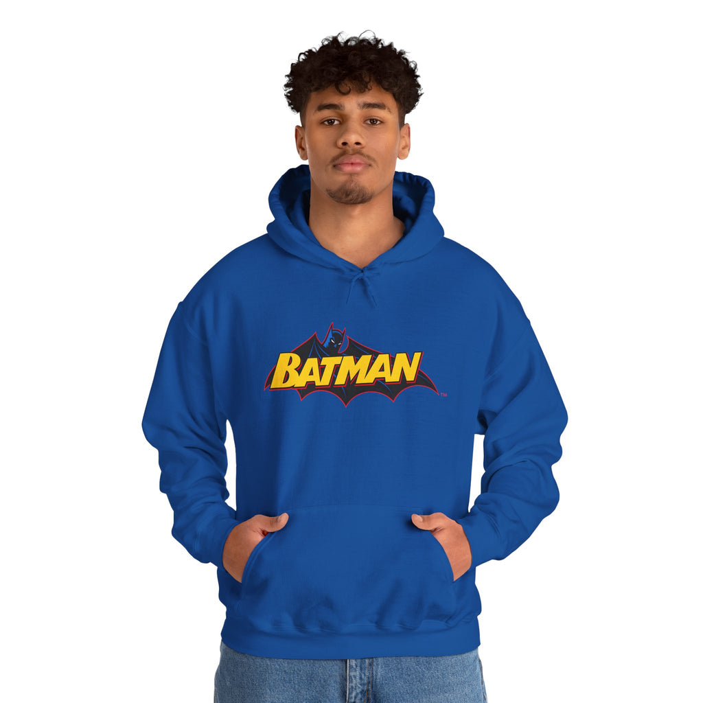 Batman DC Comics Inspired Logo Hoodie — Retro Bold Graphic Batman Sweatshirt