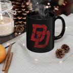 Daredevil Red Logo Black Coffee Mug — Marvel DD Logo (11oz & 15oz)
