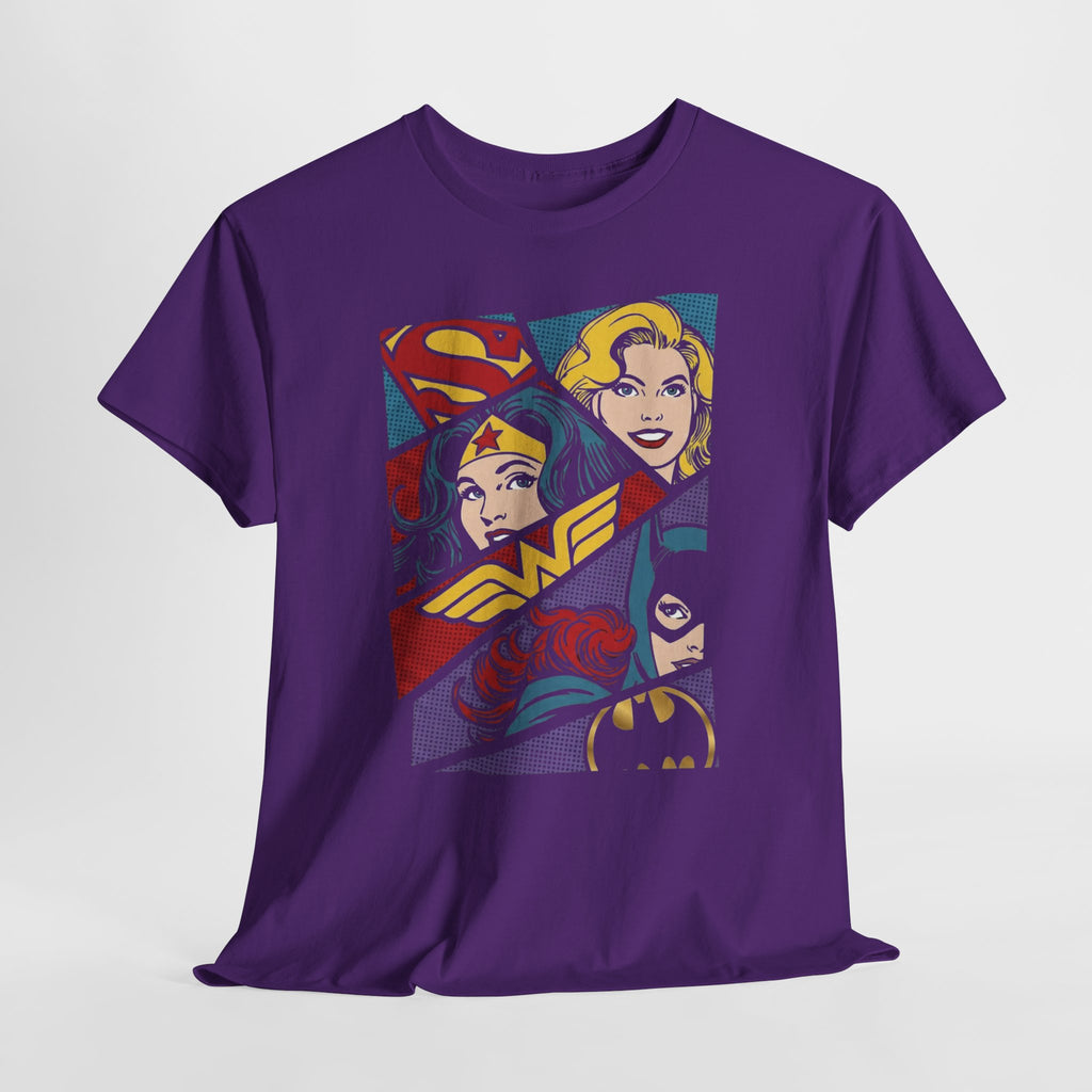 DC Girls Superhero Collage T‑Shirt — Wonder Woman, Supergirl & Batgirl Comic Tee