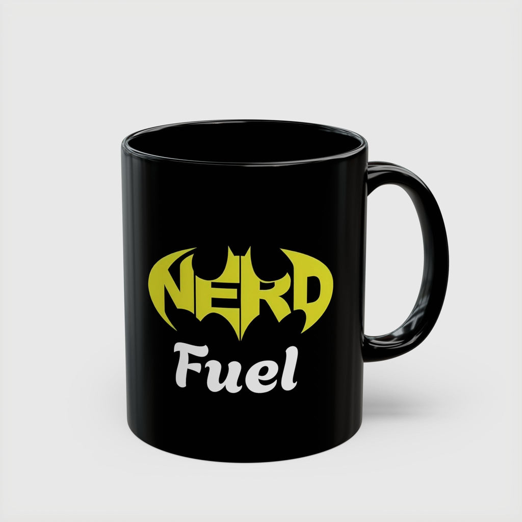 Nerd Fuel Black Morning Coffee Mug — Nerd Batman Logo 11oz/15oz