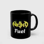Nerd Fuel Black Morning Coffee Mug — Nerd Batman Logo 11oz/15oz