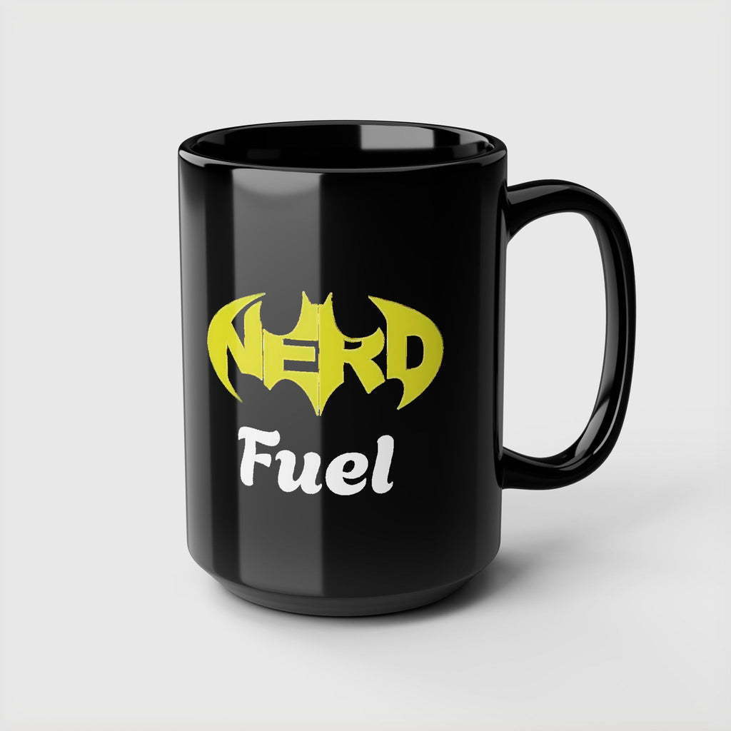 Nerd Fuel Black Morning Coffee Mug — Nerd Batman Logo 11oz/15oz