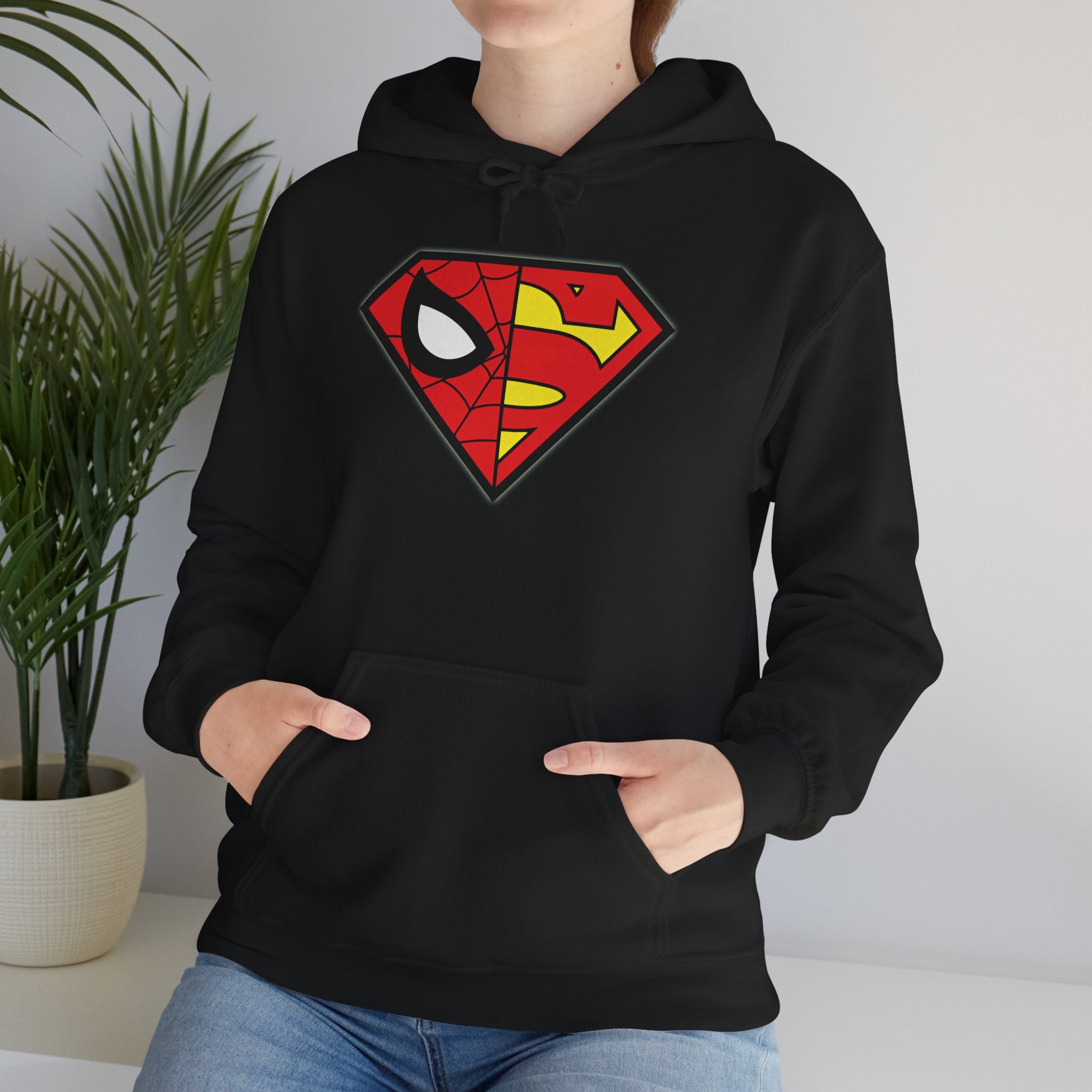 Spider-Man x Superman Logo Hoodie — Superhero Mashup Pullover