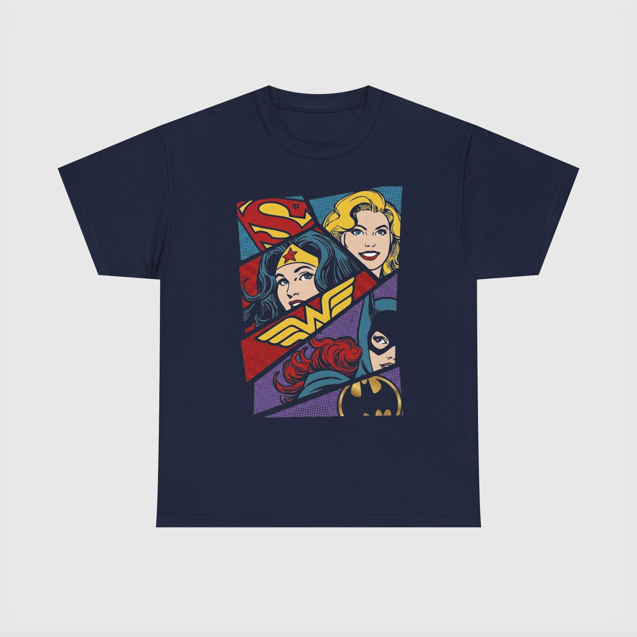 DC Girls Superhero Collage T‑Shirt — Wonder Woman, Supergirl & Batgirl Comic Tee