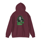 Doctor Doom Avengers Hoodie — Villain Portrait & Back Text Graphic