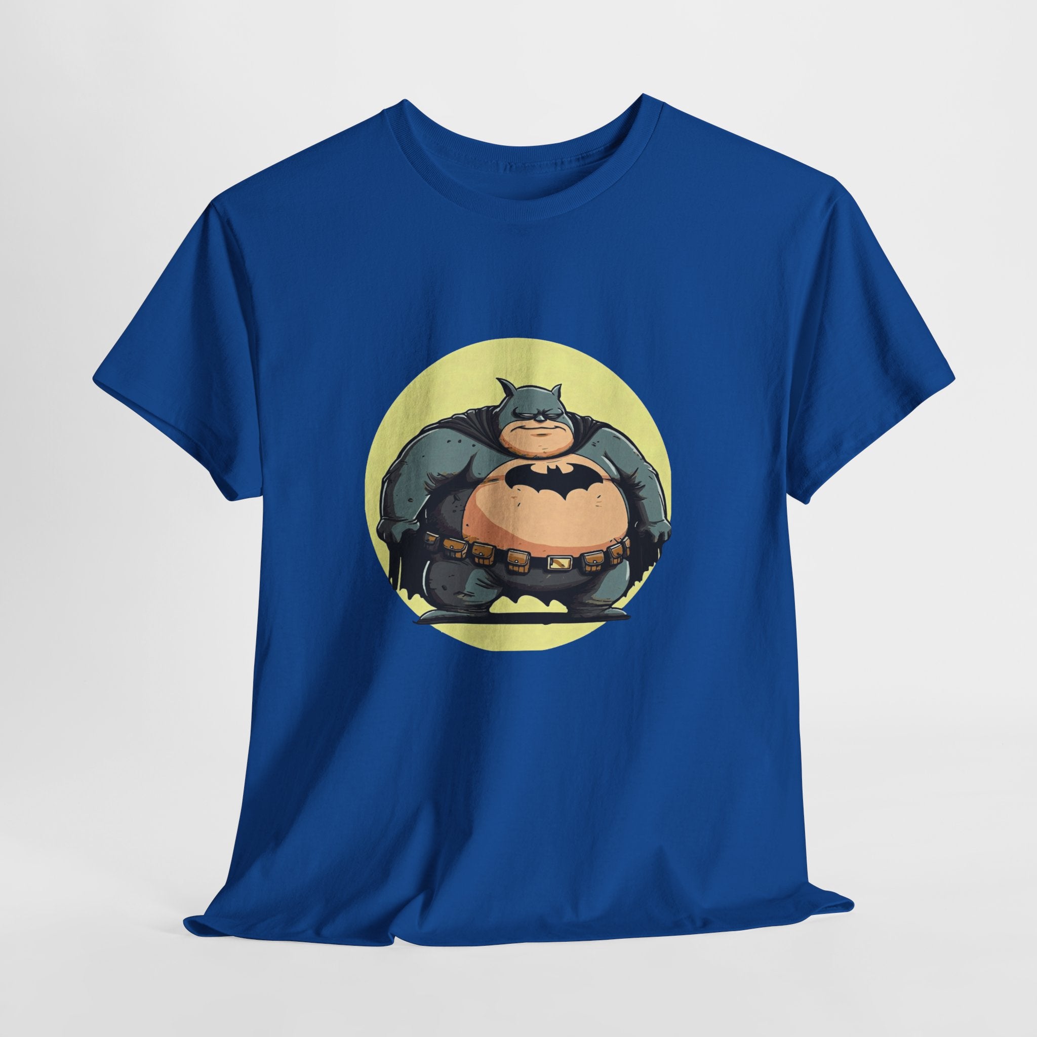 Funny Chubby Bat Hero T‑Shirt — Cute Fat Batman Parody Tee