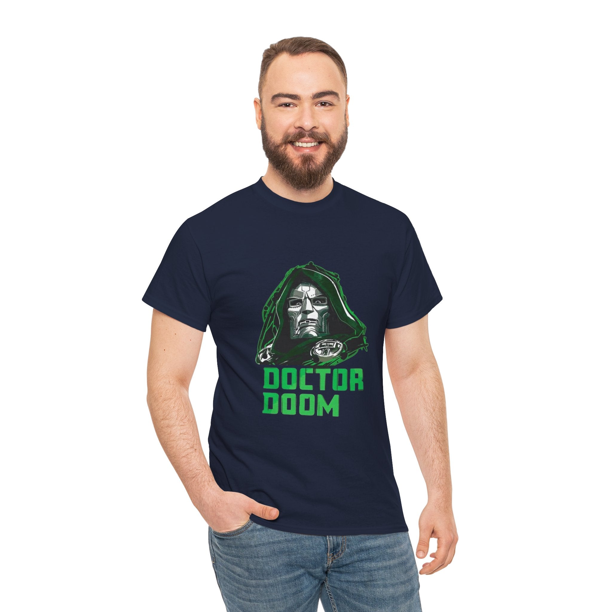 Doctor Doom Retro Green Villain Portrait T-Shirt — Avengers Graphic Tee