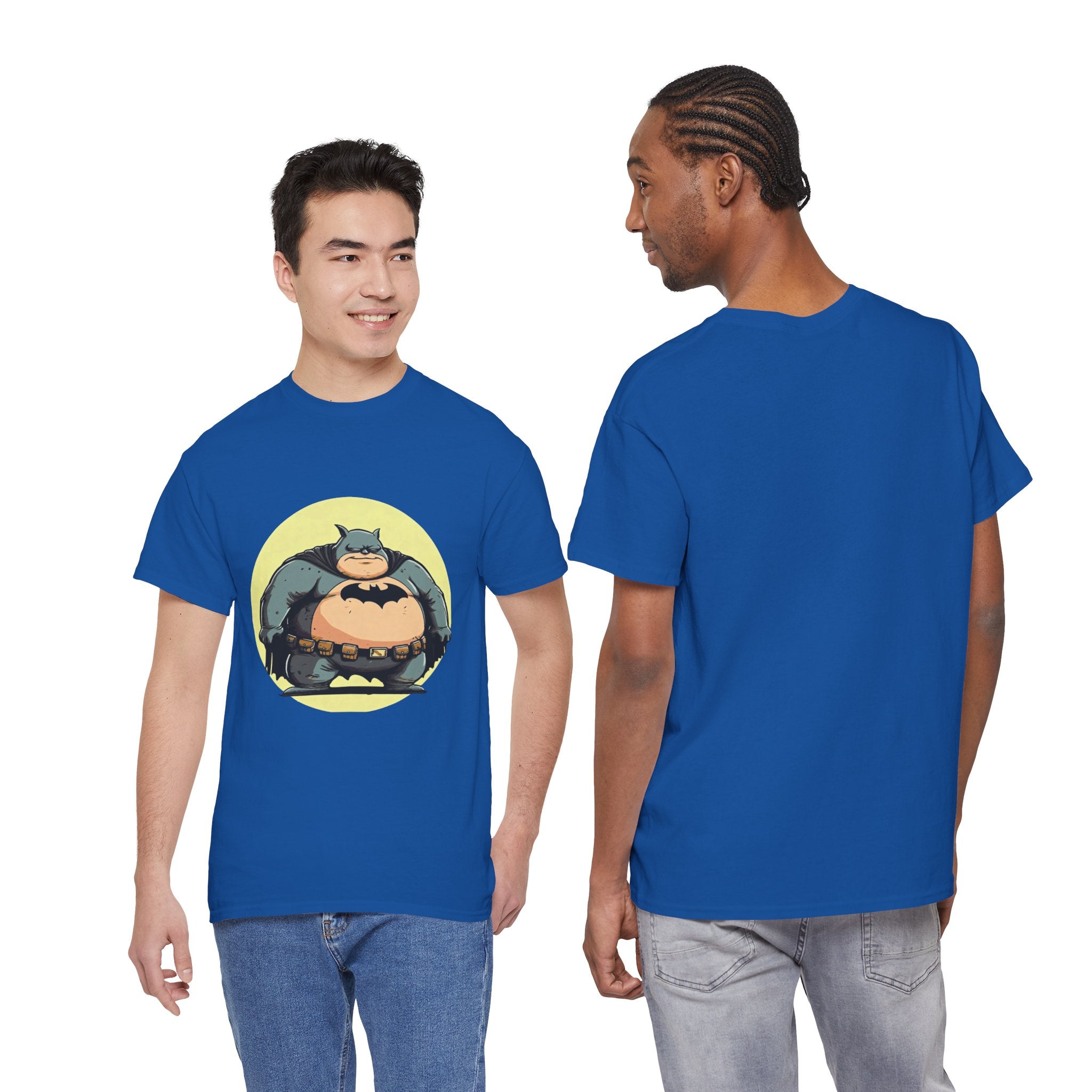 Funny Chubby Bat Hero T‑Shirt — Cute Fat Batman Parody Tee